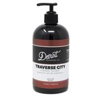 🍒 detroit grooming co. hand soap - traverse city- cherry tobacco scent: all natural, plant-based, powerful cleansing and moisturizing hand wash - essential oils, vitamins, and aloe vera (16oz) logo