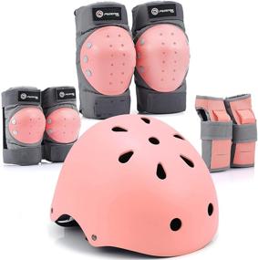 img 4 attached to 🚴 Premium Purpol Kids Youth Bike Helmet Set: Knee Pads, Elbow Pads, Wrist Guards - Adjustable for 3~14yrs, Girls, Boys - Protective Gear for Sports, Cycling, Roller Skating, Scooter