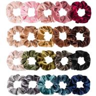 🎀 whaline velvet hair scrunchies: soft hair ties for girls and women in 20 vibrant colors logo