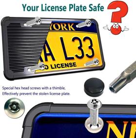 img 2 attached to 🔒 Aootf Tamper-Proof License Plate Frame: Anti-Theft Silicone Car Tag Holder, Heavy Duty Black Cover with Stainless Steel Lock Screws, FIT Universal Plate Bracket, Mount Hardware Kit - Machine Bolt + Caps