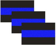 🚔 reflective thin blue line 3 pack bumper decal stickers - 4" x 2.6", compatible with cars & trucks, honoring police law enforcement - vinyl window laptop tape logo