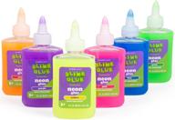 🌈 maddie rae's slime making neon glue - (6) 4oz bottles, 6 various colors, fast shipping - non toxic, school approved formula, ideal for slime making kit supplies, crafts, easter basket logo