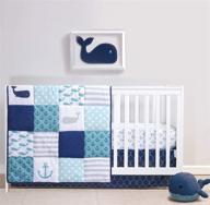 peanutshell nautical baby crib bedding set - gender-neutral 3-piece nursery kit with quilt, sheet, and skirt logo