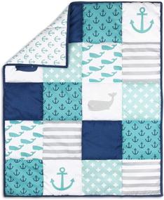 img 2 attached to Peanutshell Nautical Baby Crib Bedding Set - Gender-Neutral 3-Piece Nursery Kit with Quilt, Sheet, and Skirt