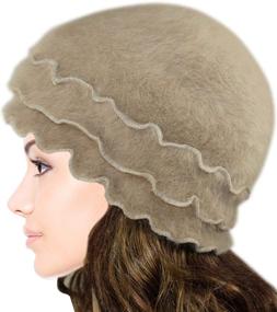 img 3 attached to Dahlia Women's Skullies & Beanies: Stay Warm and Stylish with this Angora Wool Winter Hat featuring a Ruffled Flower