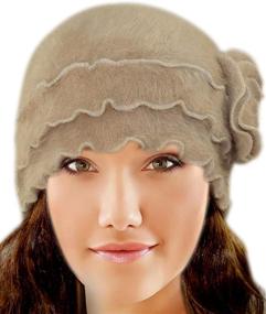 img 2 attached to Dahlia Women's Skullies & Beanies: Stay Warm and Stylish with this Angora Wool Winter Hat featuring a Ruffled Flower