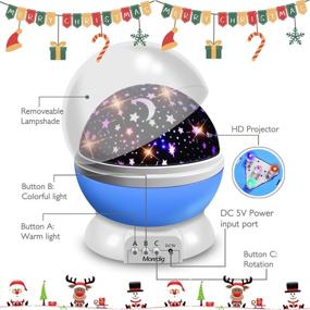 img 3 attached to 🌌 Moredig Kids Night Light Projector - 360 Degree Rotating Light Projector with 8 Color Light Change for Kid Baby - Blue Night Light