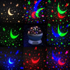 img 1 attached to 🌌 Moredig Kids Night Light Projector - 360 Degree Rotating Light Projector with 8 Color Light Change for Kid Baby - Blue Night Light