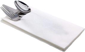 img 3 attached to 🍽️ SofTissue Disposable Dinner Napkins, Premium Quality, Elegant Cloth-Like Texture, Built-In Pocket for Flatware, Classic WHITE Bistro Design - Highly Absorbent & Long-Lasting, Ideal for Weddings, Rehearsal Dinners, Parties - 75 Count Pack (17"x17")