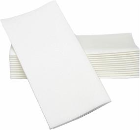 img 2 attached to 🍽️ SofTissue Disposable Dinner Napkins, Premium Quality, Elegant Cloth-Like Texture, Built-In Pocket for Flatware, Classic WHITE Bistro Design - Highly Absorbent & Long-Lasting, Ideal for Weddings, Rehearsal Dinners, Parties - 75 Count Pack (17"x17")