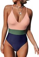 👙 cupshe women's color block one piece swimsuit: v neck, cross back design logo