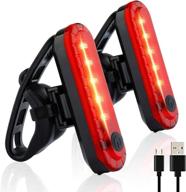 🔴 2 pack of volcano eye rear bike tail lights - ultra bright usb rechargeable bicycle taillights with red high intensity leds - versatile accessories for bikes or helmets - easy installation for enhanced cycling safety logo