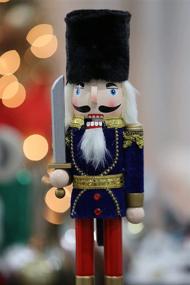img 1 attached to 🔵 Vintage Handmade 14 inch Wooden Blue King Nutcracker - Traditional Christmas Collectible Craft