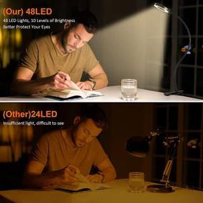 img 2 attached to 🔦 Versatile Clip-On Light: 48 LED USB Desk Lamp with 3 Color Modes & 10 Brightness Levels, Eye Protection Book Clamp Light - Flexible Gooseneck Clamp Lamp for Desk Headboard and Video Conference