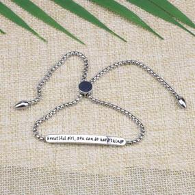 img 3 attached to 🎗️ Adjustable Stainless Steel Chain Link Bracelet: Cancer Survivor Inspirational Motivational Encouragement Gift