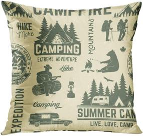 img 2 attached to 🏕️ Emvency Set of 4 Throw Pillow Covers: Mountain Campfire and Forest Camping Adventure Vintage Decor, Home Decor Square 18x18 Inches Pillowcases