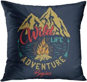 img 3 attached to 🏕️ Emvency Set of 4 Throw Pillow Covers: Mountain Campfire and Forest Camping Adventure Vintage Decor, Home Decor Square 18x18 Inches Pillowcases