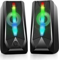 🔊 enhanced stereo 6-modes colorful led light pc gaming speakers - usb wired 16w dual-channel desktop speakers for tablet computers, laptops, smartphones, mp4s, and mp3s (8wx2) logo