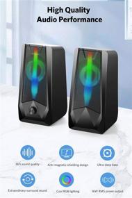 img 3 attached to 🔊 Enhanced Stereo 6-Modes Colorful LED Light PC Gaming Speakers - USB Wired 16W Dual-Channel Desktop Speakers for Tablet Computers, Laptops, Smartphones, MP4s, and MP3s (8Wx2)