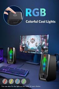 img 1 attached to 🔊 Enhanced Stereo 6-Modes Colorful LED Light PC Gaming Speakers - USB Wired 16W Dual-Channel Desktop Speakers for Tablet Computers, Laptops, Smartphones, MP4s, and MP3s (8Wx2)