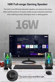 img 2 attached to 🔊 Enhanced Stereo 6-Modes Colorful LED Light PC Gaming Speakers - USB Wired 16W Dual-Channel Desktop Speakers for Tablet Computers, Laptops, Smartphones, MP4s, and MP3s (8Wx2)