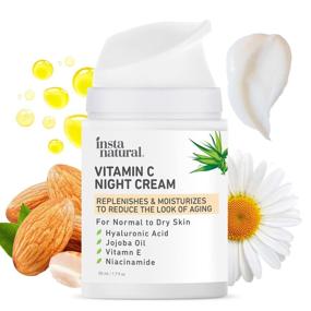 img 4 attached to 💡 InstaNatural Brightening Face Moisturizer - Vitamin C Anti Aging Night Cream & Facial Moisturizer with Vitamin E, Hyaluronic Acid & Niacinamide - Collagen Lotion Anti Wrinkle Facial Cream 1.7 oz
