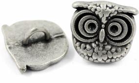 img 2 attached to 🦉 12-Piece Set of Cute Owl Antique Silver Metal Shank Buttons - 15mm (19/32 inch), Antique Silver Color