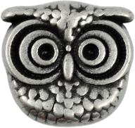 🦉 12-piece set of cute owl antique silver metal shank buttons - 15mm (19/32 inch), antique silver color logo