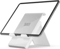 saiji's adjustable tablet stand holder: compatible with ipad, nintendo, iphone, samsung & kindle - gray logo
