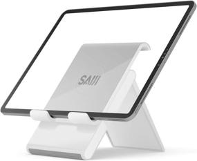 img 4 attached to SAIJI's Adjustable Tablet Stand Holder: Compatible with iPad, Nintendo, iPhone, Samsung & Kindle - Gray