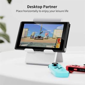 img 1 attached to SAIJI's Adjustable Tablet Stand Holder: Compatible with iPad, Nintendo, iPhone, Samsung & Kindle - Gray