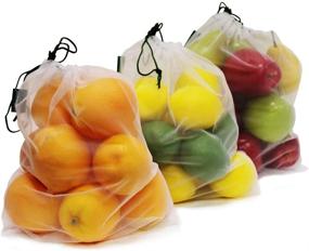 img 2 attached to 🛍️ Earthwise Washable Set of 9 Reusable Mesh Produce Bags - Transparent Lightweight, Strong SEE-THROUGH Mesh for Shopping, Transporting, and Storing Fruits and Veggies.