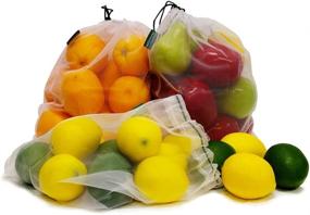 img 3 attached to 🛍️ Earthwise Washable Set of 9 Reusable Mesh Produce Bags - Transparent Lightweight, Strong SEE-THROUGH Mesh for Shopping, Transporting, and Storing Fruits and Veggies.