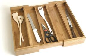 img 2 attached to Lipper International 8892 Bamboo Wood Expandable Utensil Organizer - Fits up to 22-1/4 inches