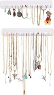 📿 boxy concepts necklace organizer - 2 pack - easy-install 10.5" x 1.5" hanging necklace holder wall mount with 10 necklace hooks - stylish necklace hanger for bracelets, earrings, and keys (white) логотип