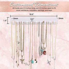 img 3 attached to 📿 Boxy Concepts Necklace Organizer - 2 Pack - Easy-Install 10.5" x 1.5" Hanging Necklace Holder Wall Mount with 10 Necklace Hooks - Stylish Necklace Hanger for Bracelets, Earrings, and Keys (White)