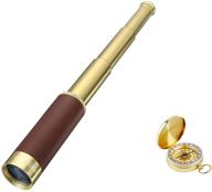 🔭 laupha retro pirate telescope - zoomable 25x30 spyglass - portable collapsible handheld telescope - vintage monocular for kids & survival gear - pocket military compass for camping and boating logo