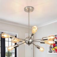 sputnik chandelier 8-light: modern pendant lighting for living room, dining room, bedroom, kitchen foyer - brushed nickel industrial sputnik light fixture, mid century ceiling light fixture логотип