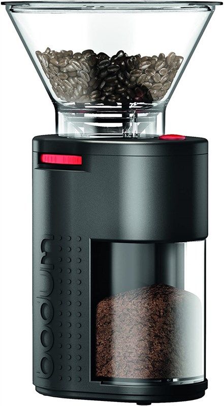 Bodum Bistro Fully Adjustable Conical Burr Electric Coffee Grinder, 12  Inches, Red 