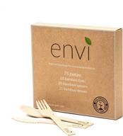 🌱 sustainable and compostable envi bamboo cutlery set - 75 pieces (fork, spoon, knife) - convenient and eco-friendly logo