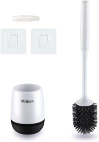 img 4 attached to 🚽 Dual Purpose Toilet Bowl Brush and Holder - Wall-Mounted & Floor-to-Ceiling (Black/White)