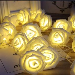 img 4 attached to 🌹 SOLENSIS Battery Operated Indoor String Lights - White Roses with Warm LED Lighting (x20) - 9ft/3m Length - Ideal Home Decoration for Bedroom, Party, Event, Wedding, Christmas