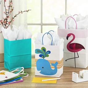 img 3 attached to 🎁 Hallmark Paper Gift Bags Assortment - Delightful Pack of 8 in Pink, Blue, Flamingos, Whales, Giraffes for Memorable Kids Birthdays or Baby Showers (4 Medium 10", 4 Large 13")