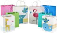 🎁 hallmark paper gift bags assortment - delightful pack of 8 in pink, blue, flamingos, whales, giraffes for memorable kids birthdays or baby showers (4 medium 10", 4 large 13") logo