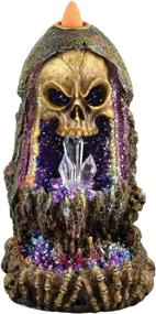 img 1 attached to 💀 Geode Skull Back Flow Incense Burner with LED - 6.5-inch