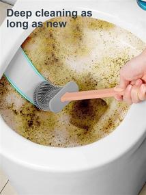 img 1 attached to 🚽 Silicone Toilet Brush: Bendable Head for Deep Cleaning, No Drilling Required! Compact & Convenient Bathroom Storage. Baby Pink.