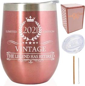 img 4 attached to 🎉 The Legend Has Retired 2021 - Retirement Gifts for Her Vintage Stainless Steel Tumbler 12 oz with Lid & Straw (The Legend has retired 2021 - Rose Gold)