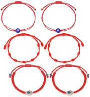 🧿 powerful 6-piece adjustable red bracelet set: kabbalah 7 knots red string bracelet with hamsa hand amulet for protection, evil eye and good luck logo