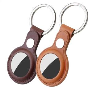img 4 attached to 🔑 AirTag Holder – FICEPE Leather Case with Key Ring | Anti-Scratch Secure Cover & Keychain (2 Packs)