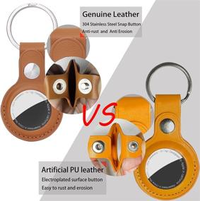 img 2 attached to 🔑 AirTag Holder – FICEPE Leather Case with Key Ring | Anti-Scratch Secure Cover & Keychain (2 Packs)